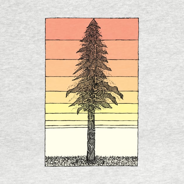 Coastal Redwood Sunset Sketch by Hinterlund